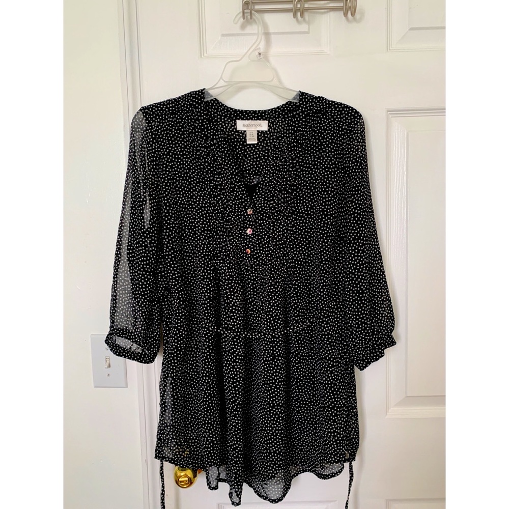 Motherhood Maternity sheer lined polka dot blouse